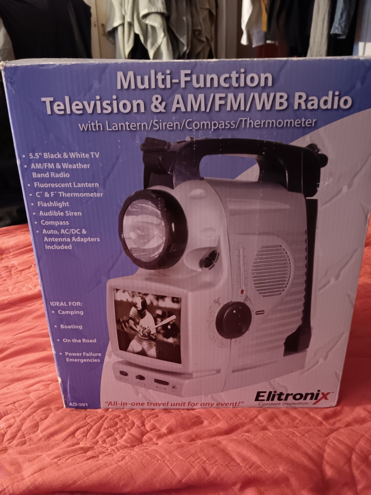 Elitronix AD-391 Emergency TV Radio AM/FM/WB Lantern Siren Compass Therm