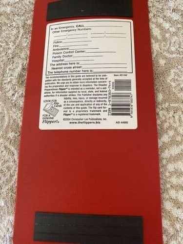 emergency preparedness flip chart (flipper) w/magnets on back, easy to use 