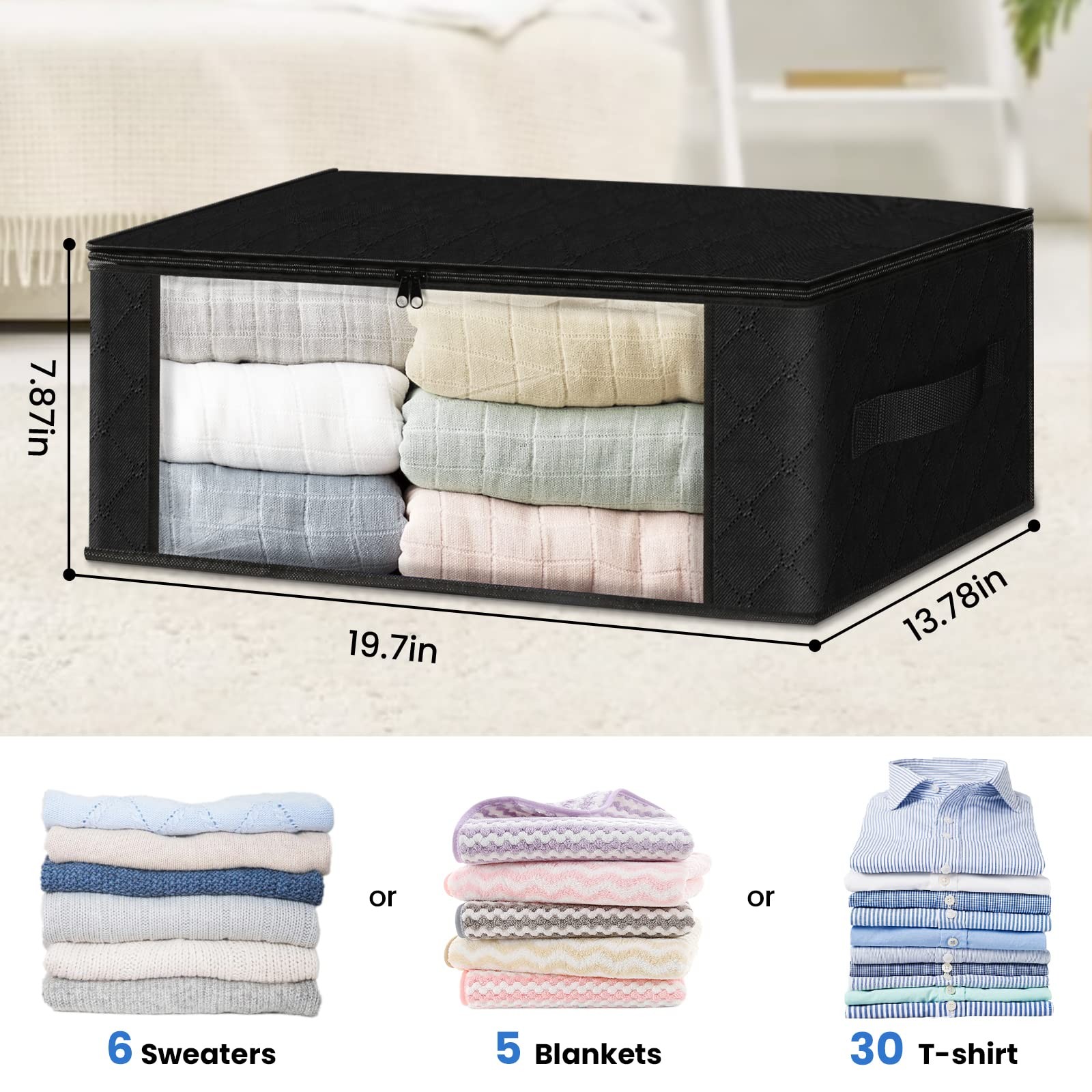 HomeHacks Storage 10-Pack Clothes Organizer Bags 10 Pack, Black