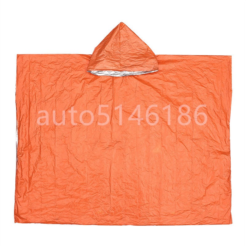 2Pcs Emergency Hooded Poncho Insulated PE Rain Coat Windproof Outdoor Hiking