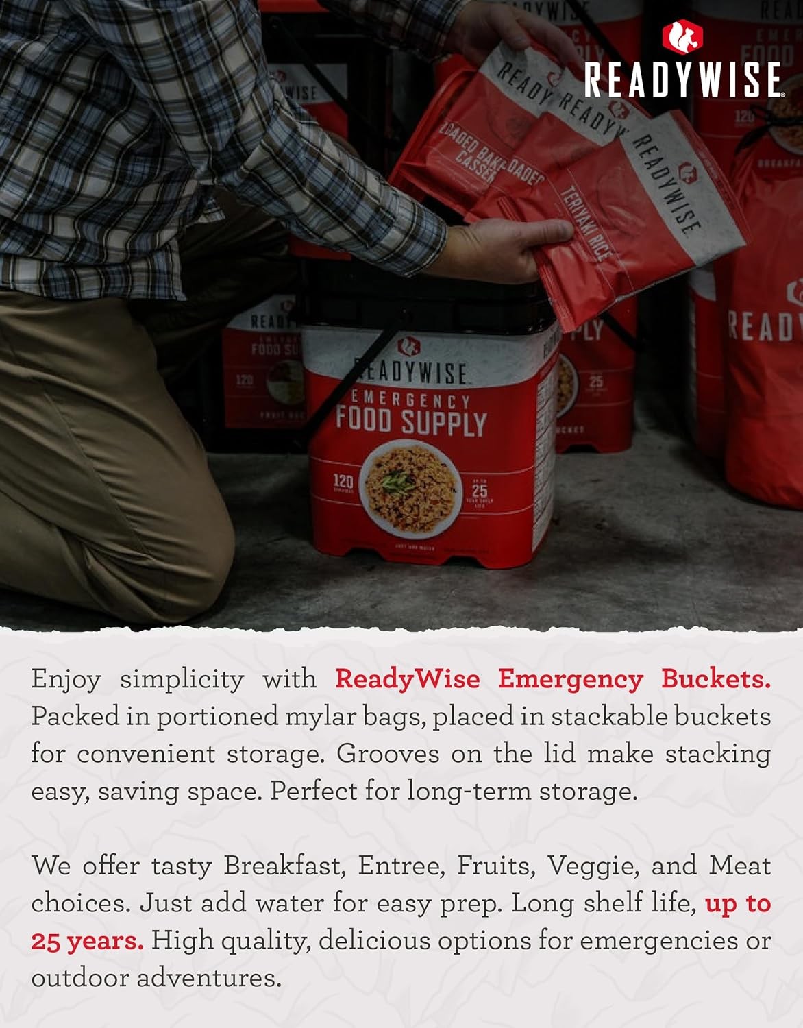 READYWISE – Emergency Food Supply Bucket, 120 Servings, MRE Meal Food…