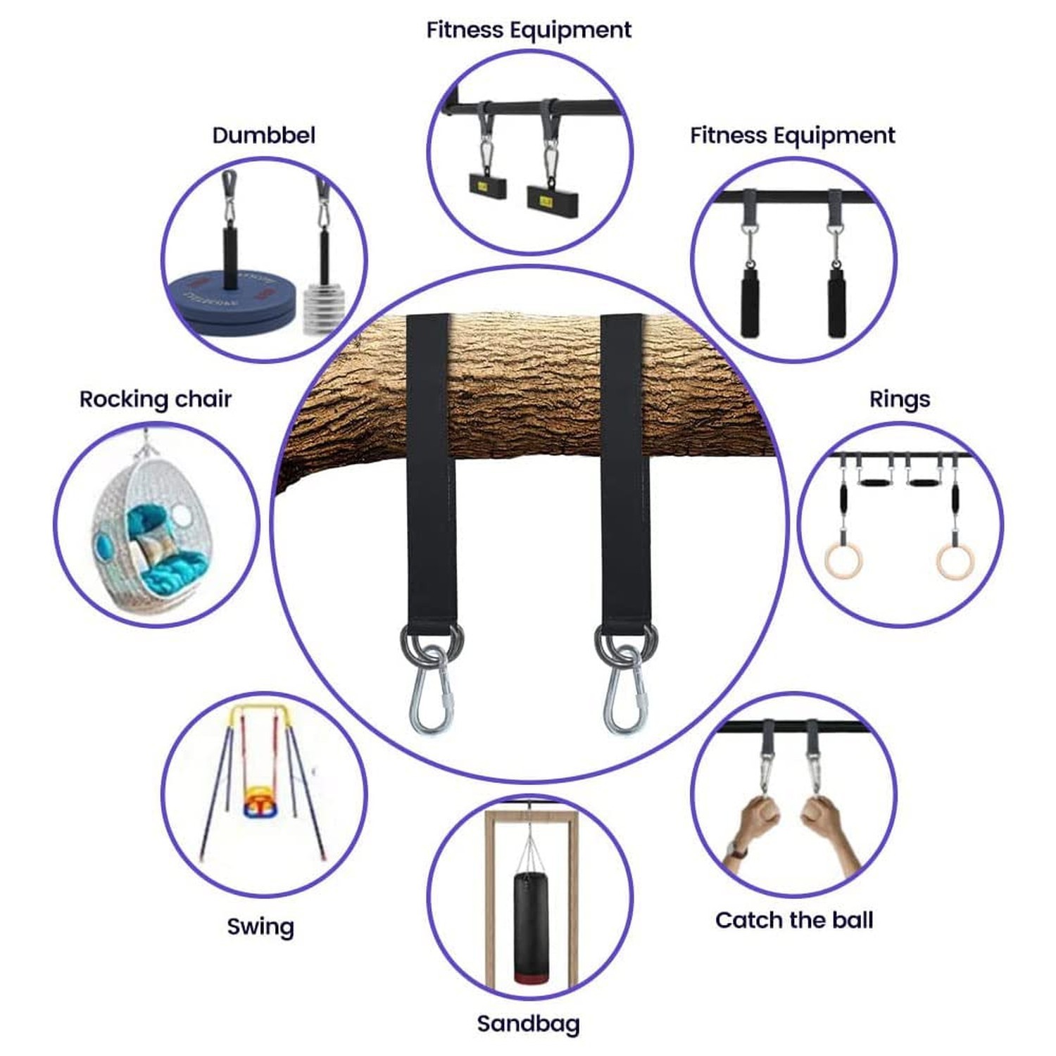 2 PCS Tree Swing Straps Hanging Kit Maximum Load Capacity is 2200 pounds with…