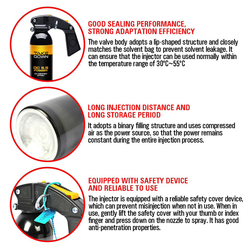 Take Down Pepper Spray w/ Holster OC S.S Fogger 16oz 30ft