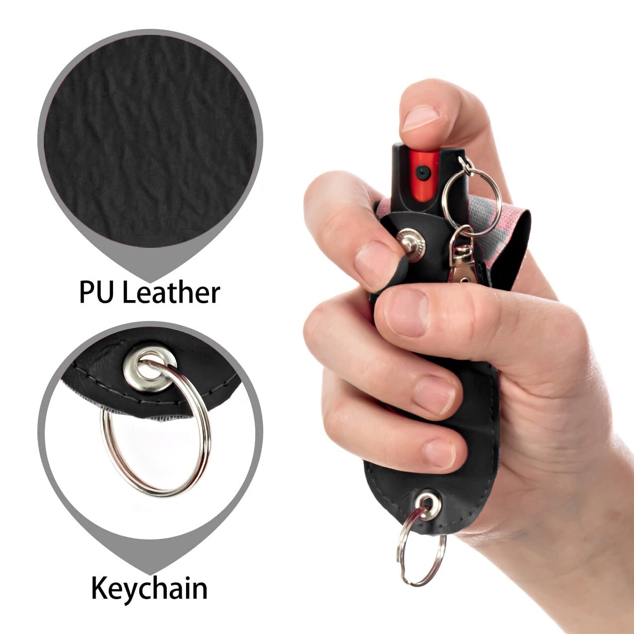 BURN Pepper Spray Keychain 0.5oz Self Defense In Black Holster – 2 Pack