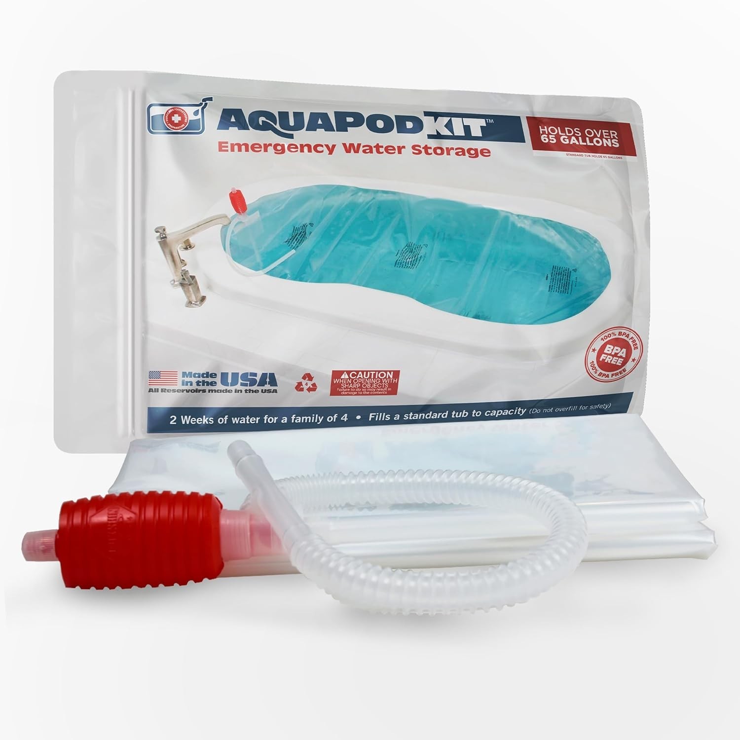 Emergency Water Storage Kit BPA Free Food Grade Made in USA for Bathtub Capacity