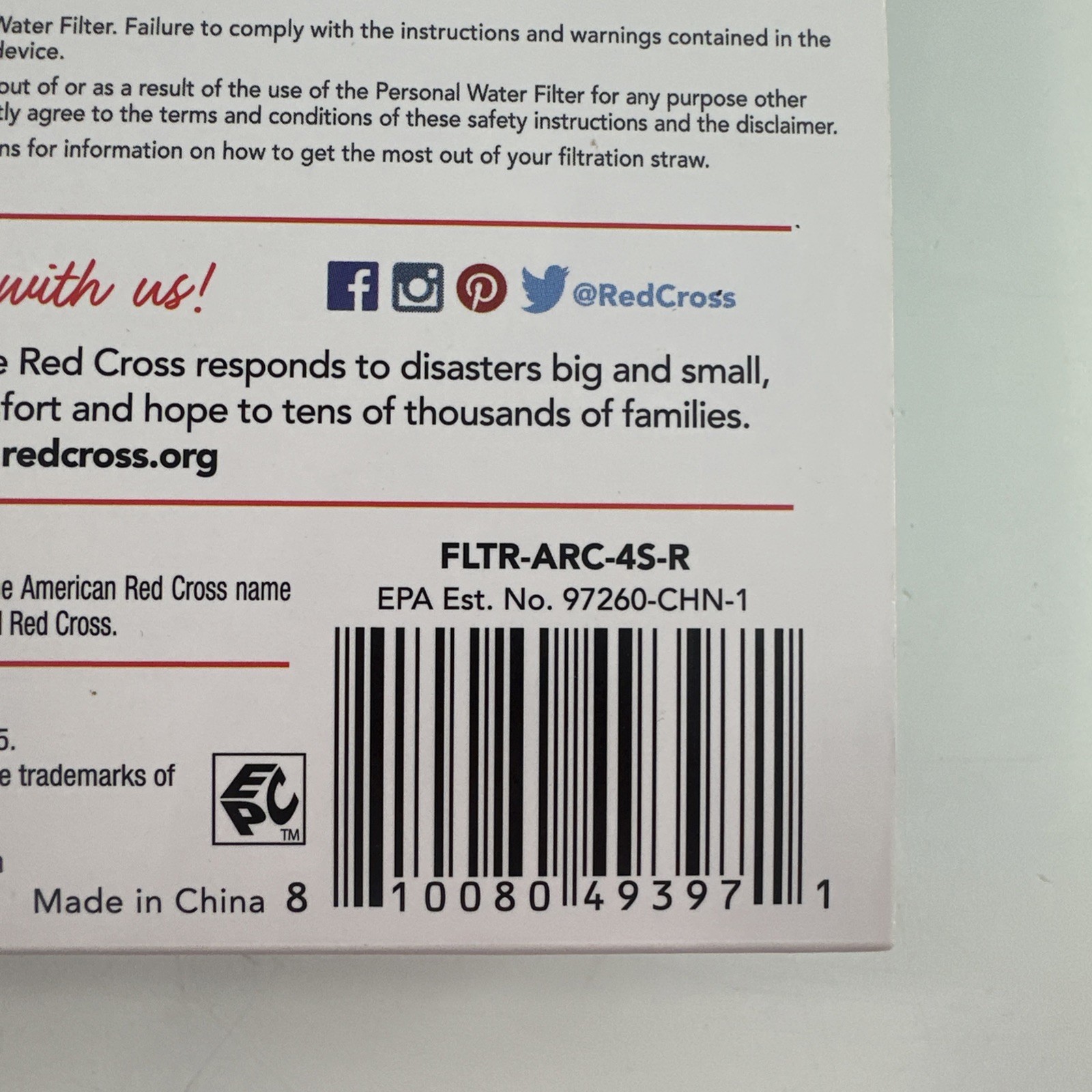 American Red Cross 4-Stage Personal Water Filter 99.99% Filtration BPA-Free