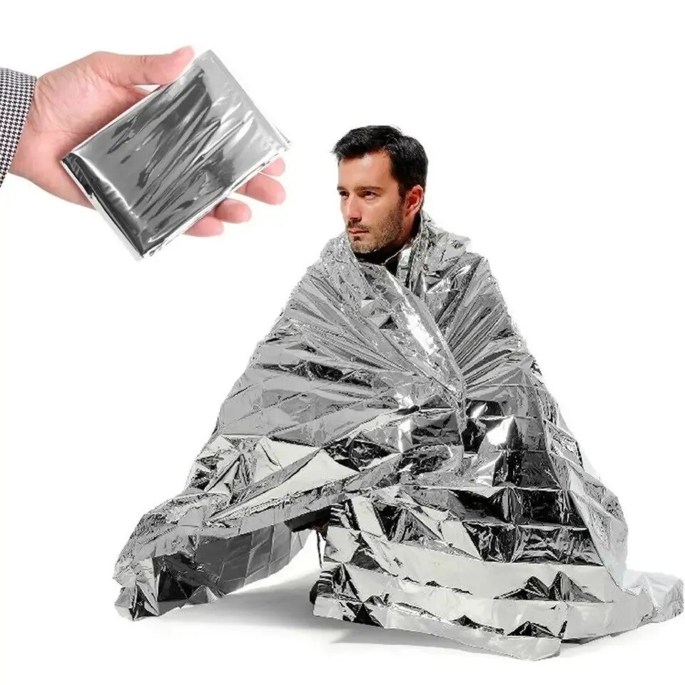 Four (4) Emergency BLANKETS Thermal Survival Safety Insulating Mylar 84″ X52″