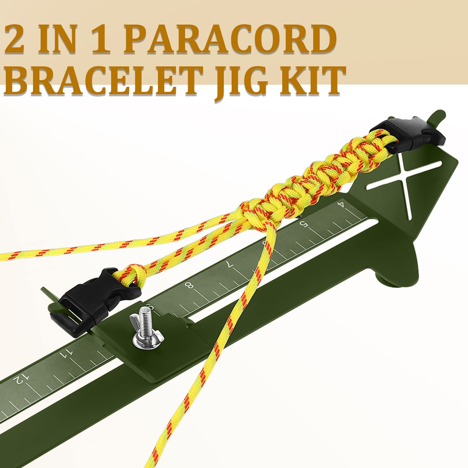 BBTO Paracord Bracelet Kit with Adjustable Length 4 to 13 inches, Army Green