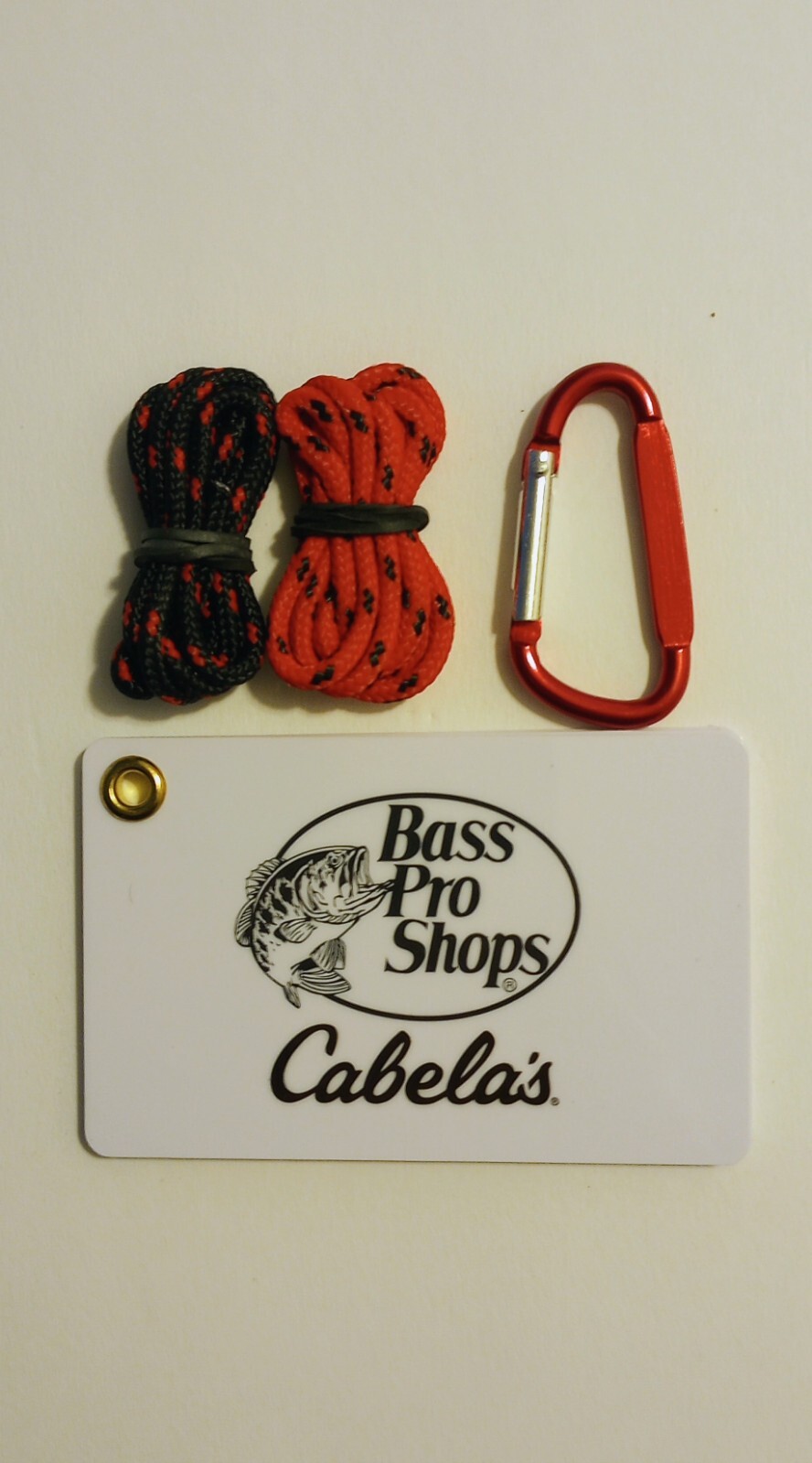 Cabela’s Knot Tying Kit Wallet Size Cards – 2 Practice Cords – Carabiner NEW