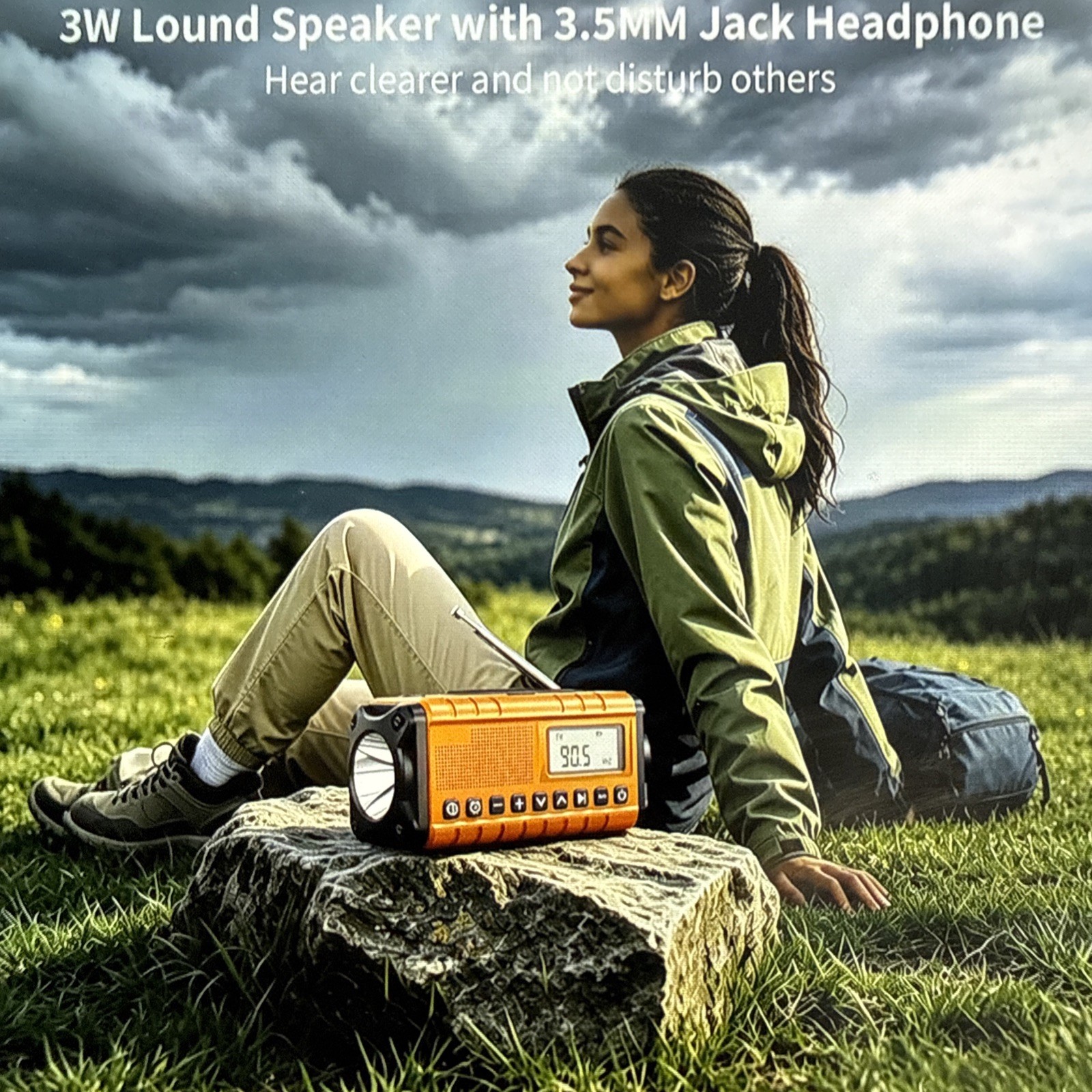 10000mAh/37000mWh Portable Emergency/Weather Radio, AM FM Auto Scan, Solar, LED