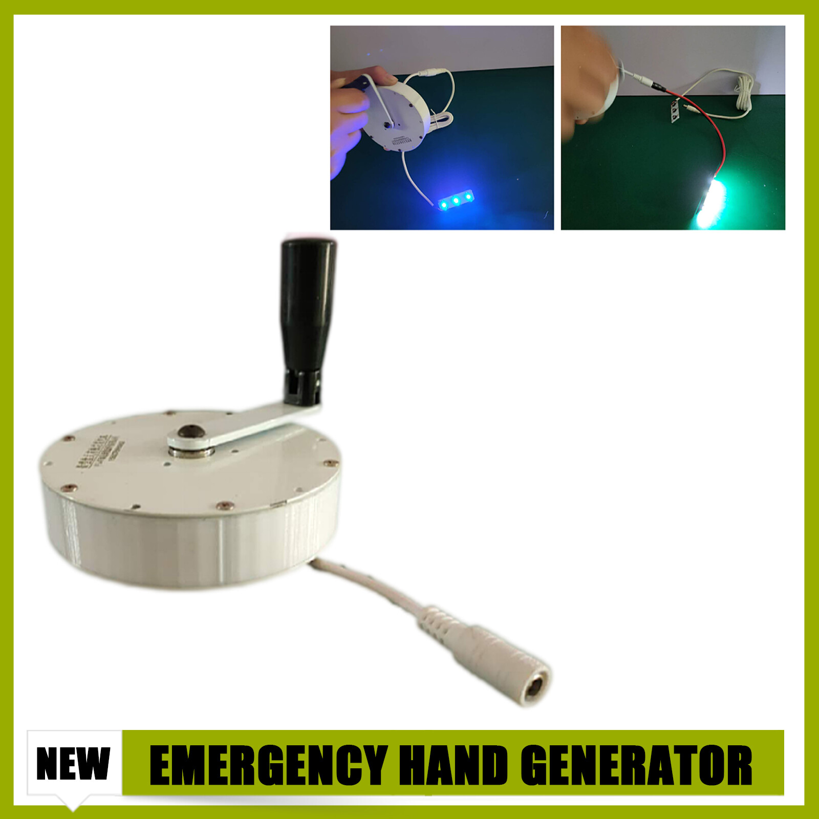 80W Portable Micro DC HAND CRANK GENERATOR OUTDOOR EMERGENCY CHARGING LIGHTING