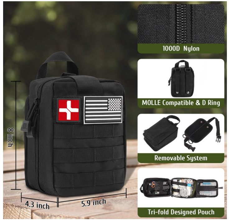Emergency Survival Kit Bag First Aid Bug out Tactical Prepper Kit 170 Pcs Bag
