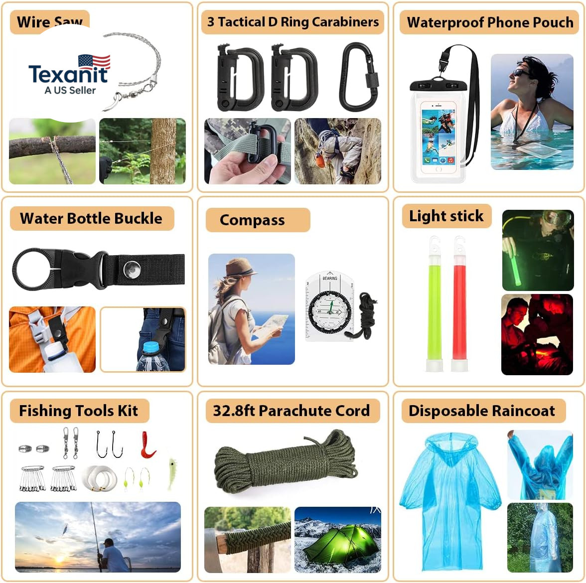 Survival Kit, 250Pcs Survival Gear First Aid Kit with Molle System Compatible Ba