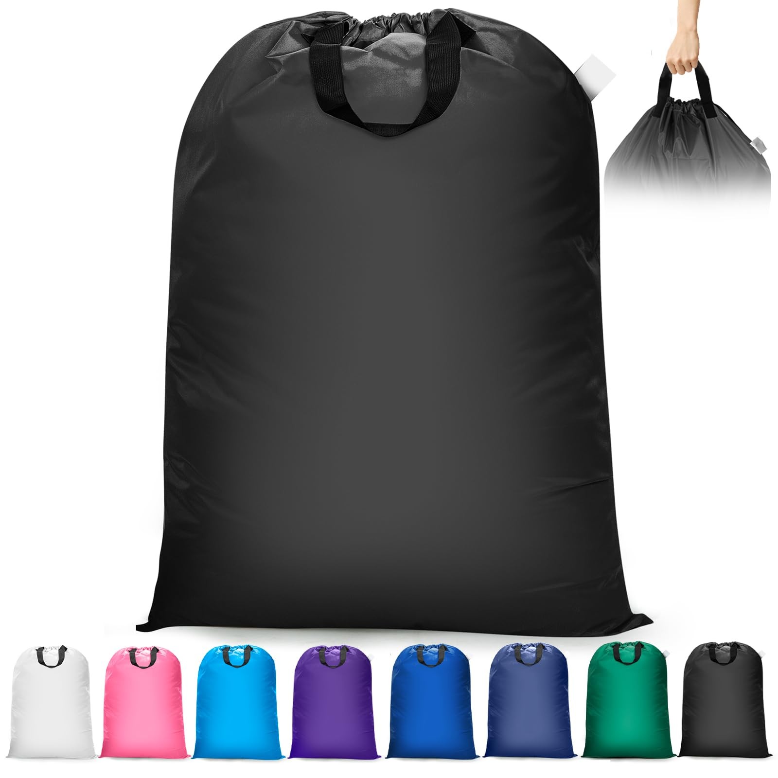 Isink Extra Large Large, Laundry Bag With Handles (Black)