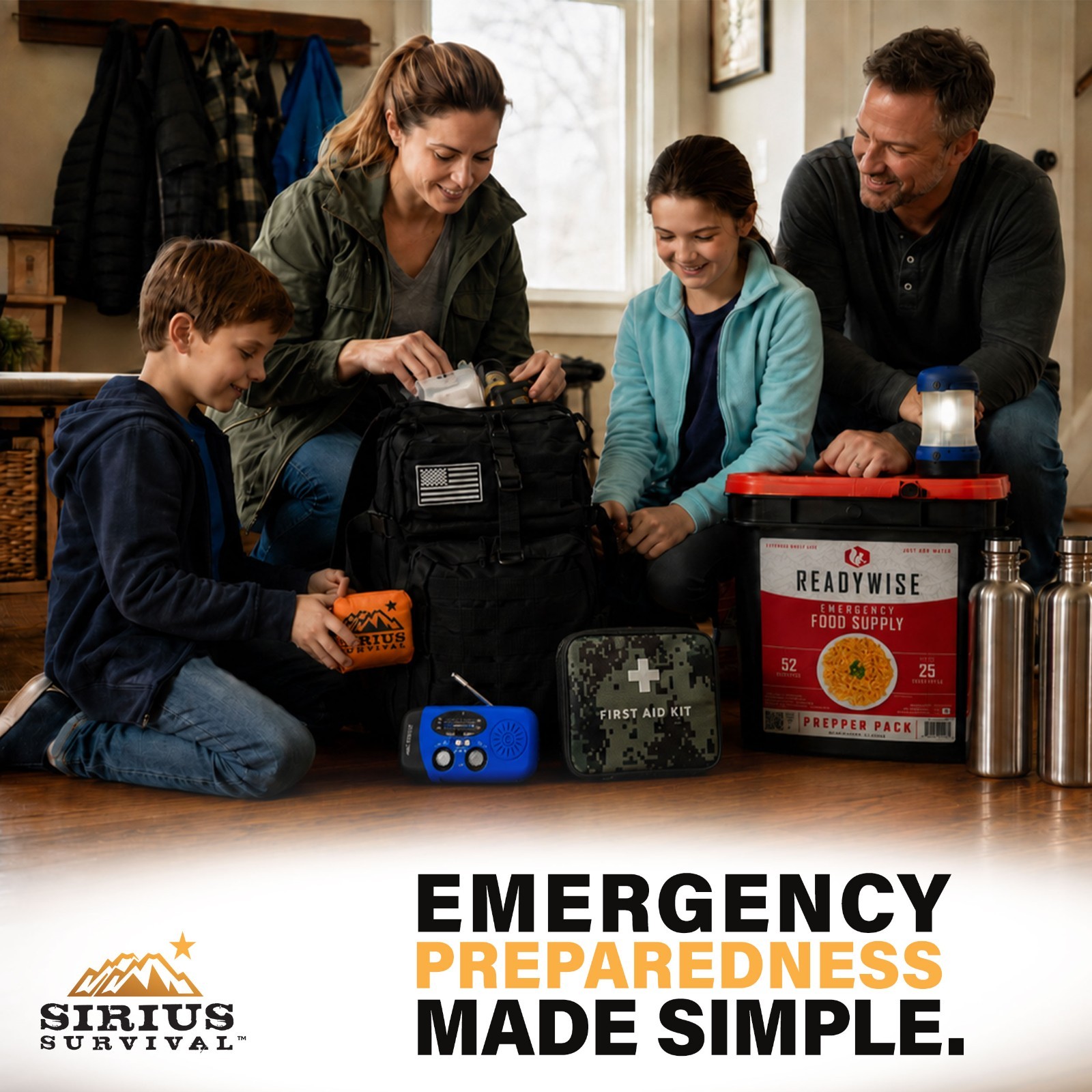 Family Comfort 72 Emergency Survival Kit/Backpack – 72 Hours for 2-6 People