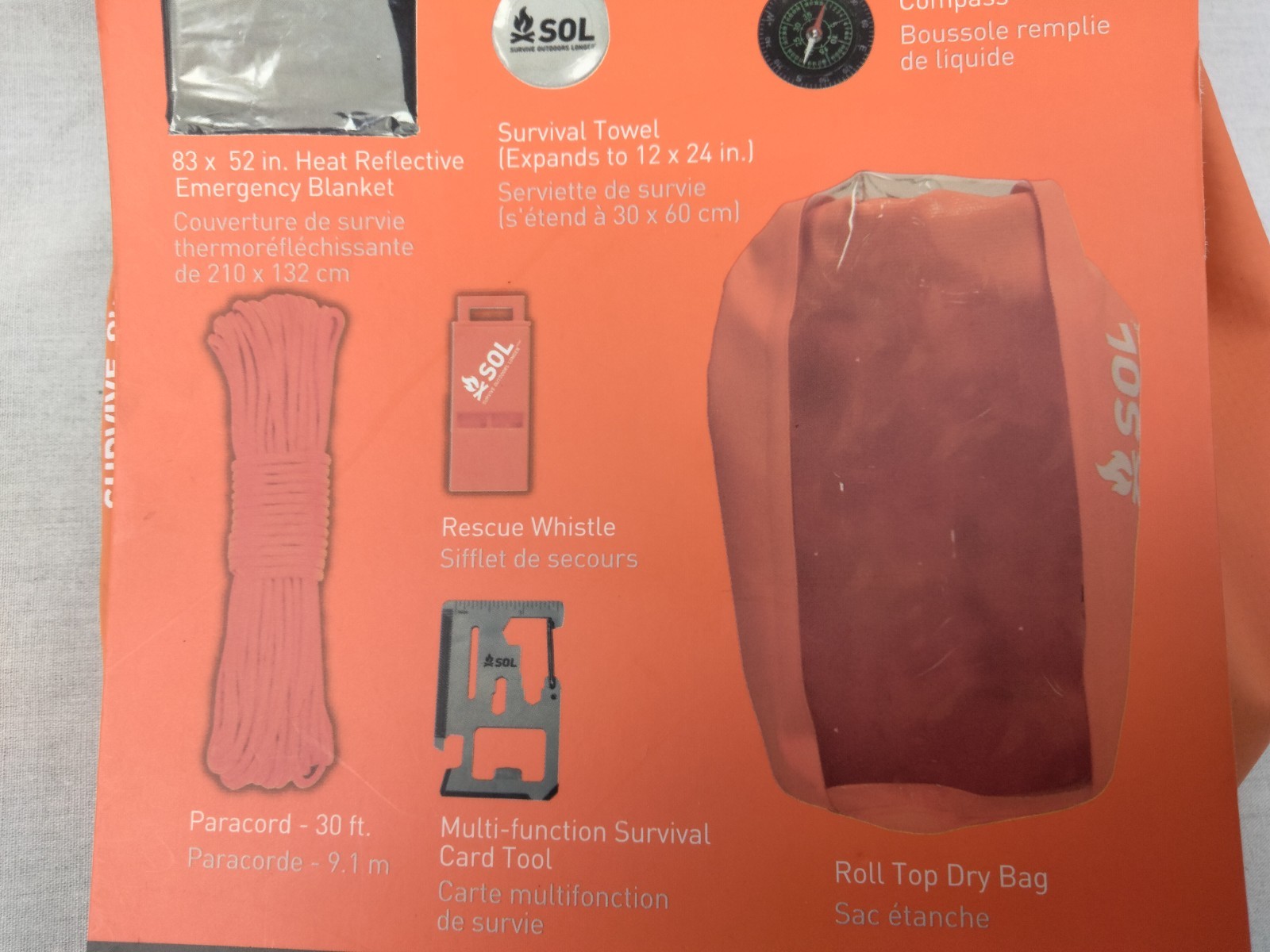 SOL Adventurer 7 pc. Survival Essential Starter Kit Brand New For Hiking & More!