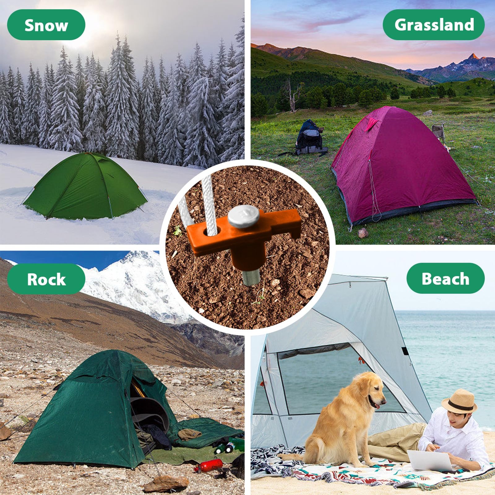 Eurmax USA Galvanized Non-Rust Camping Family Tent Pop Up Stakes orange