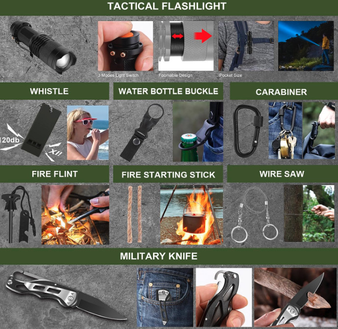 Gifts for Men, Survival Kit, 150 PCS Survival Gear and Supplies Equipment bag
