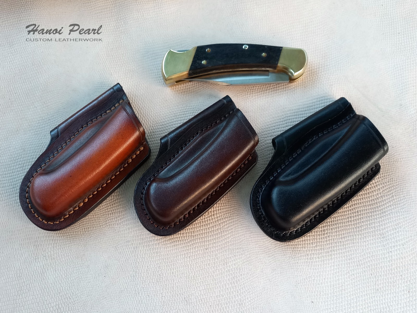 Buck 112 Custom Sheath | Strongside Horizontal Carry Leather Sheath