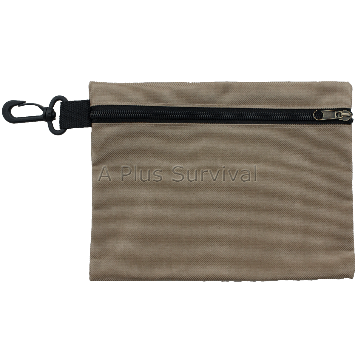 Large Multi Purpose Brown Zipper Bag with Clip for First Aid Parts Survival Kits