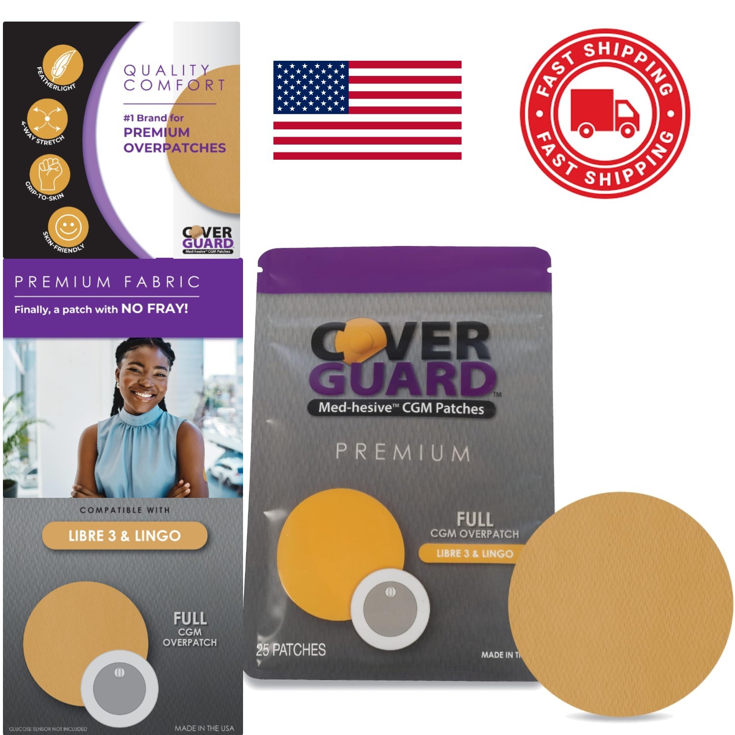 Breathable Tan CGM Overpatch 25 Count Medical Grade Adhesive Easy Application