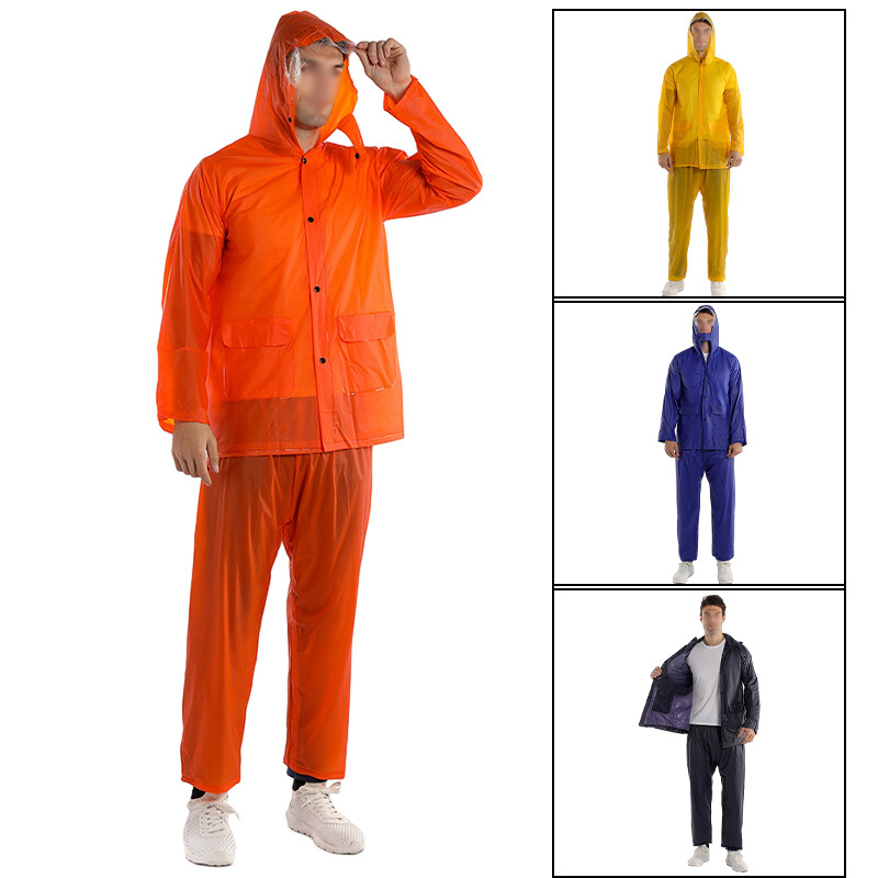 1 Set Rain Ponchos Hooded Protection Suits Outdoor Travel Pants Raincoat Split