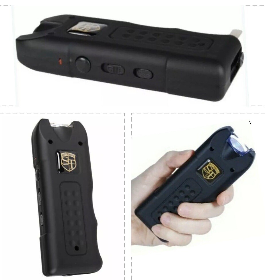 Rechargeable LED Flashlight Electric Shock Stun Gun Women Self Defense ALARM BLK