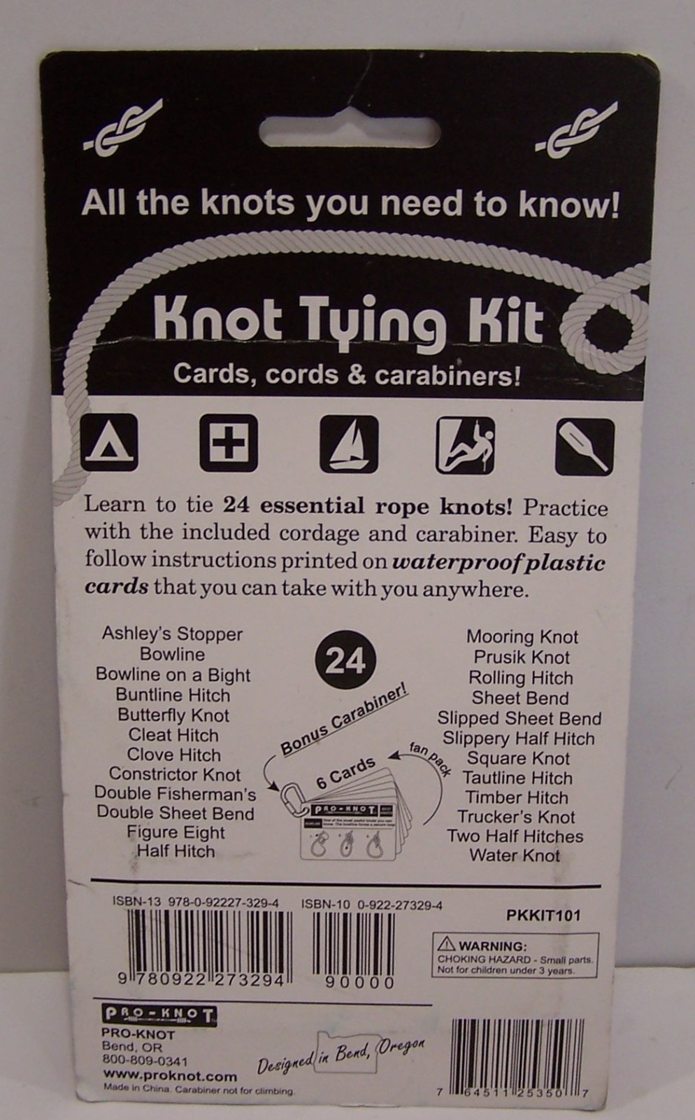 Pro-Knot Knot Tying Kit 24 Essential Rope Knots Instructions Practice Carabiner
