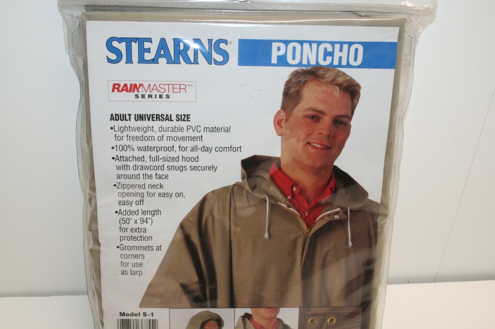 New Stearns 100% Waterproof Rainmaster Series Universal Adult Tan Poncho S-1