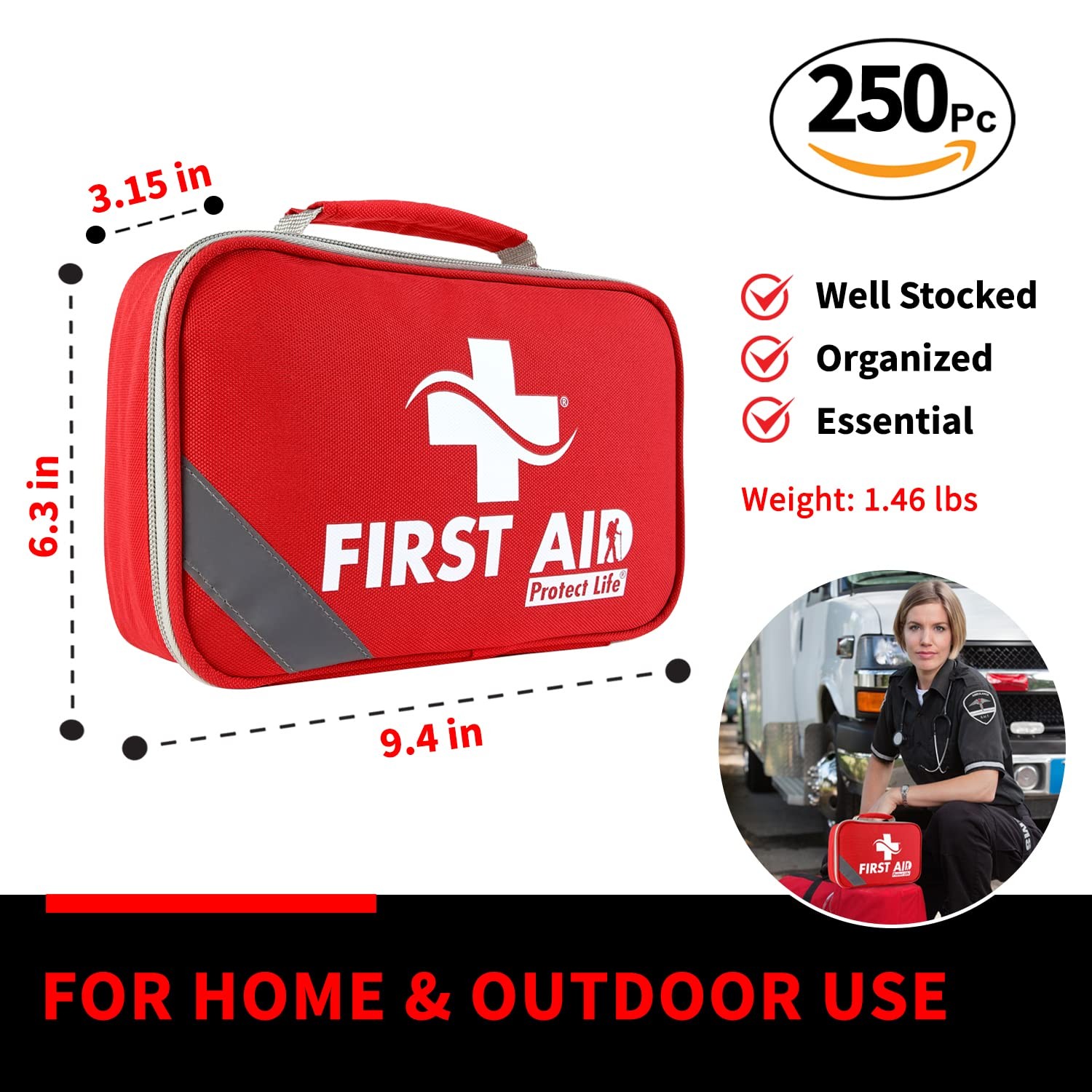 First Aid Kit for Home & Business, 250 Pcs – Emergency Medical Kit for Campin…