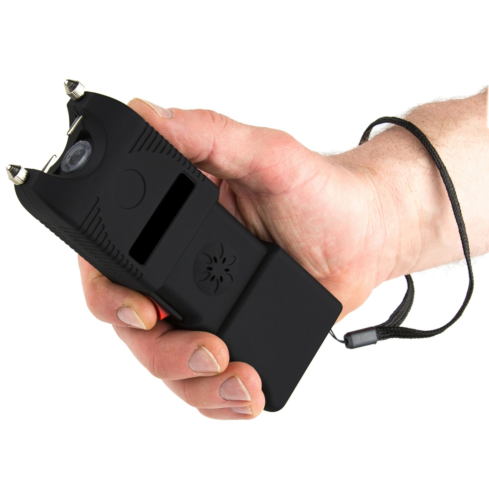 Rechargeable Stun Gun LED Flashlight Portable Self Defense Device Black