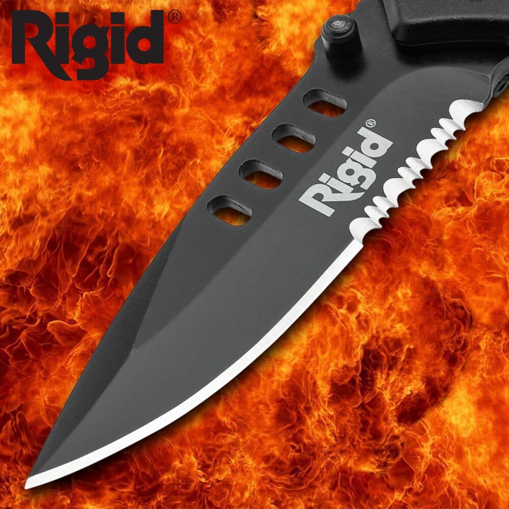 Rigid Pocket Knife and Fire Starter Survival Set | Integrated Compass & Whistle