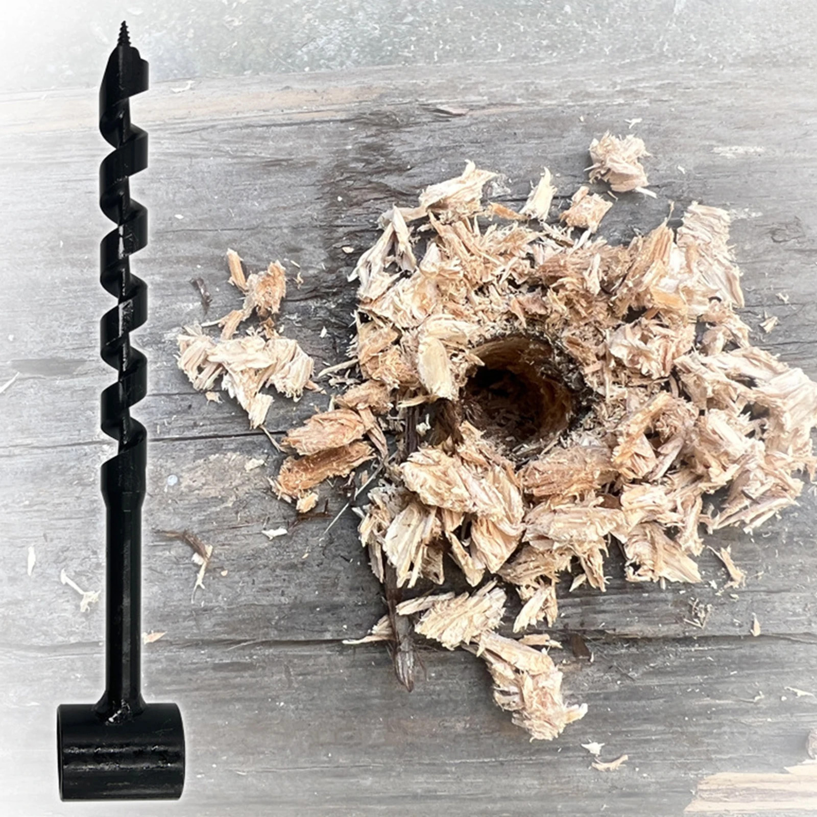 Hand Wood Punch Manual Auger Drill Bush-Craft Carbon Steel Portable Survival Bit