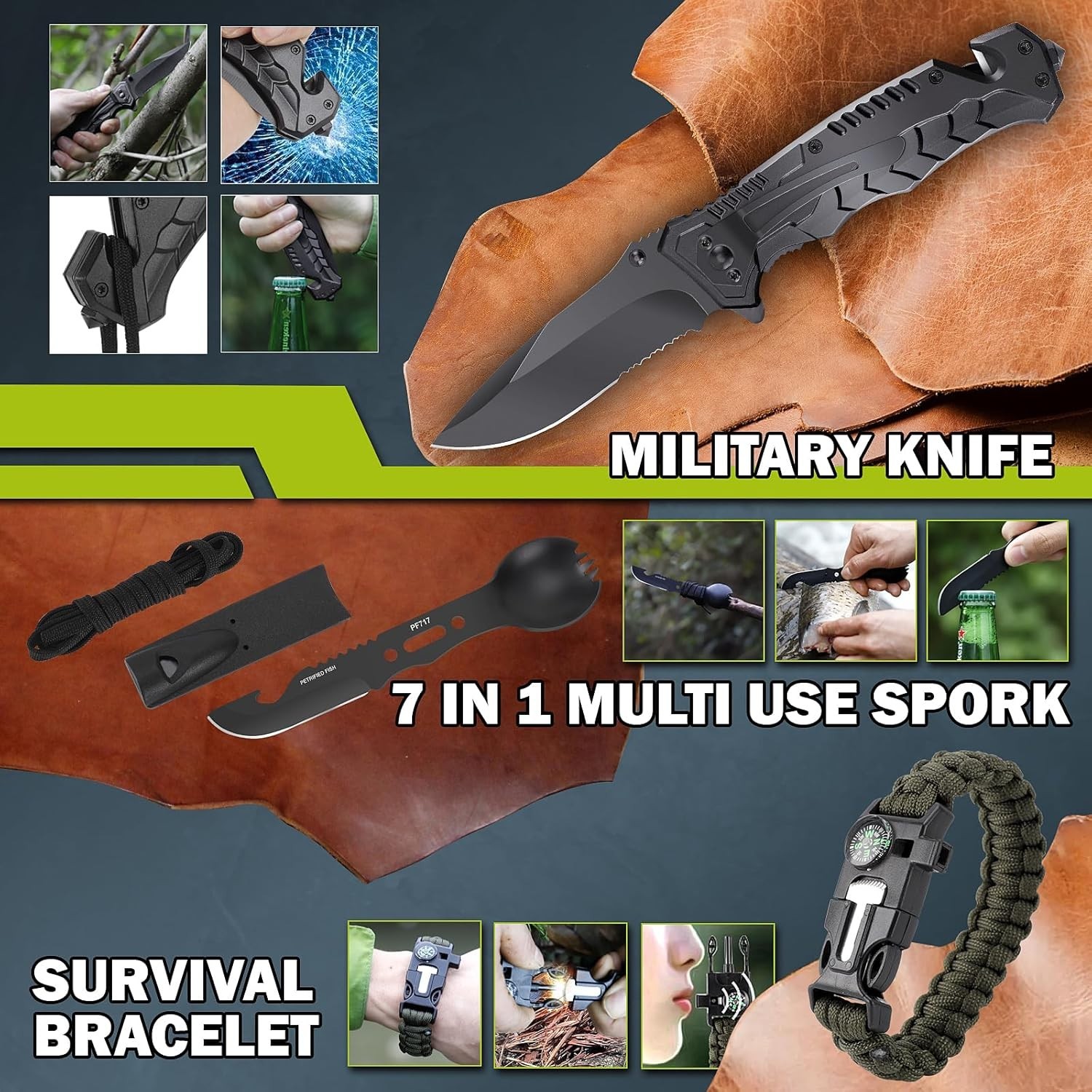 Survival Kit 17 in 1, Survival Gear and Supplies with Case for Outdoor Adventure