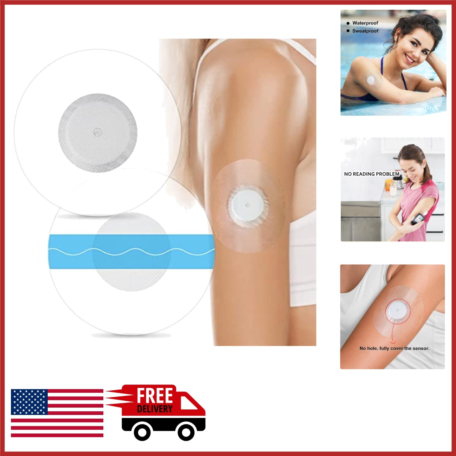 60 Pack Libre Sensor Covers for CGM Tape Waterproof Hypoallergenic Patches