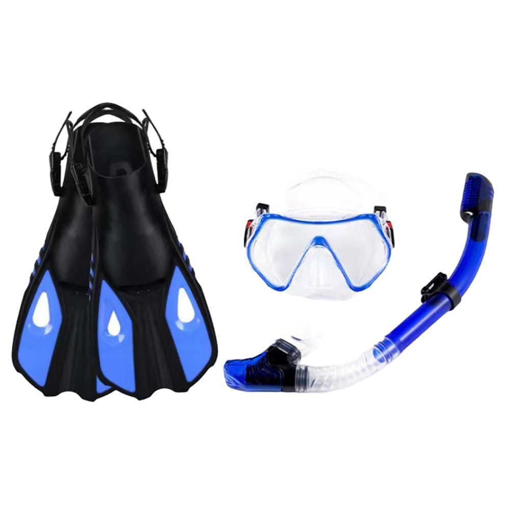 Snorkeling Set: Adjustable Mask, Dry Top Snorkel & Fins for Ultimate Comfort!