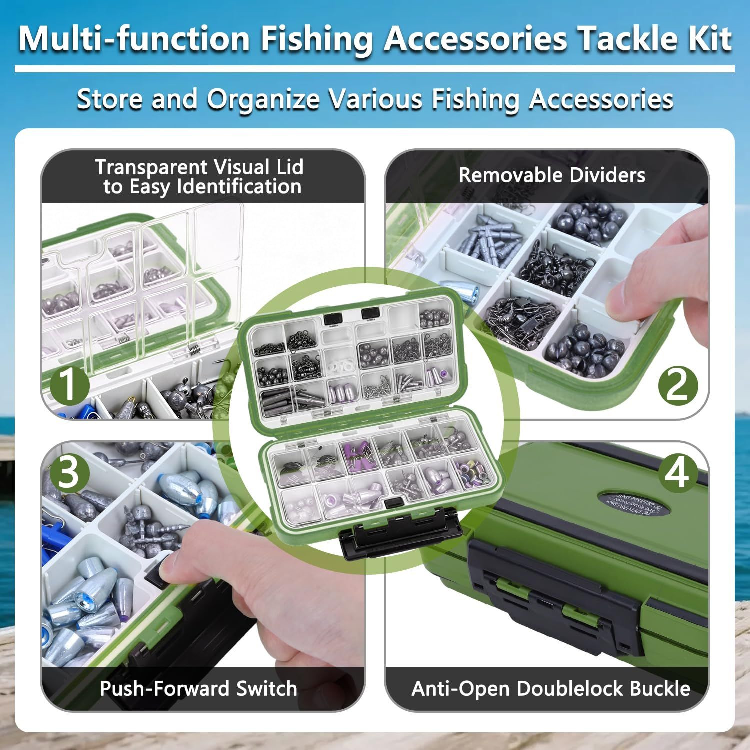 412Pcs Fishing Tackle Kit with Box,Complete Terminal orange