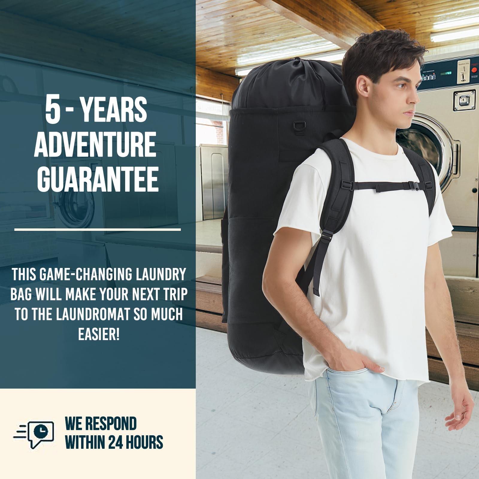 Laundry Bag Extra Large 115L, Backpack Bag, X-Large, 115L-Black