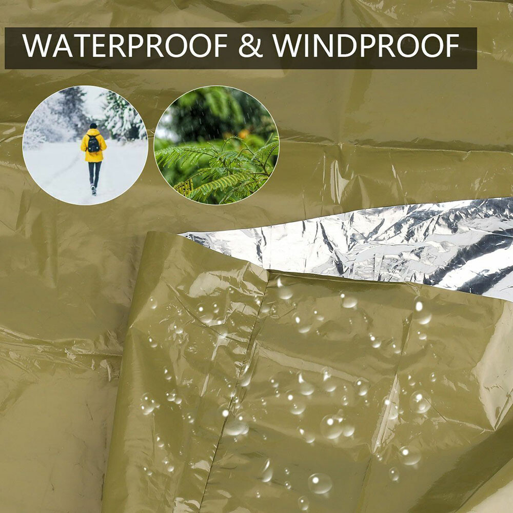 Green Polyethylene Wet Weather Rain Poncho Military Style Tarp Shelter Bivy Tent
