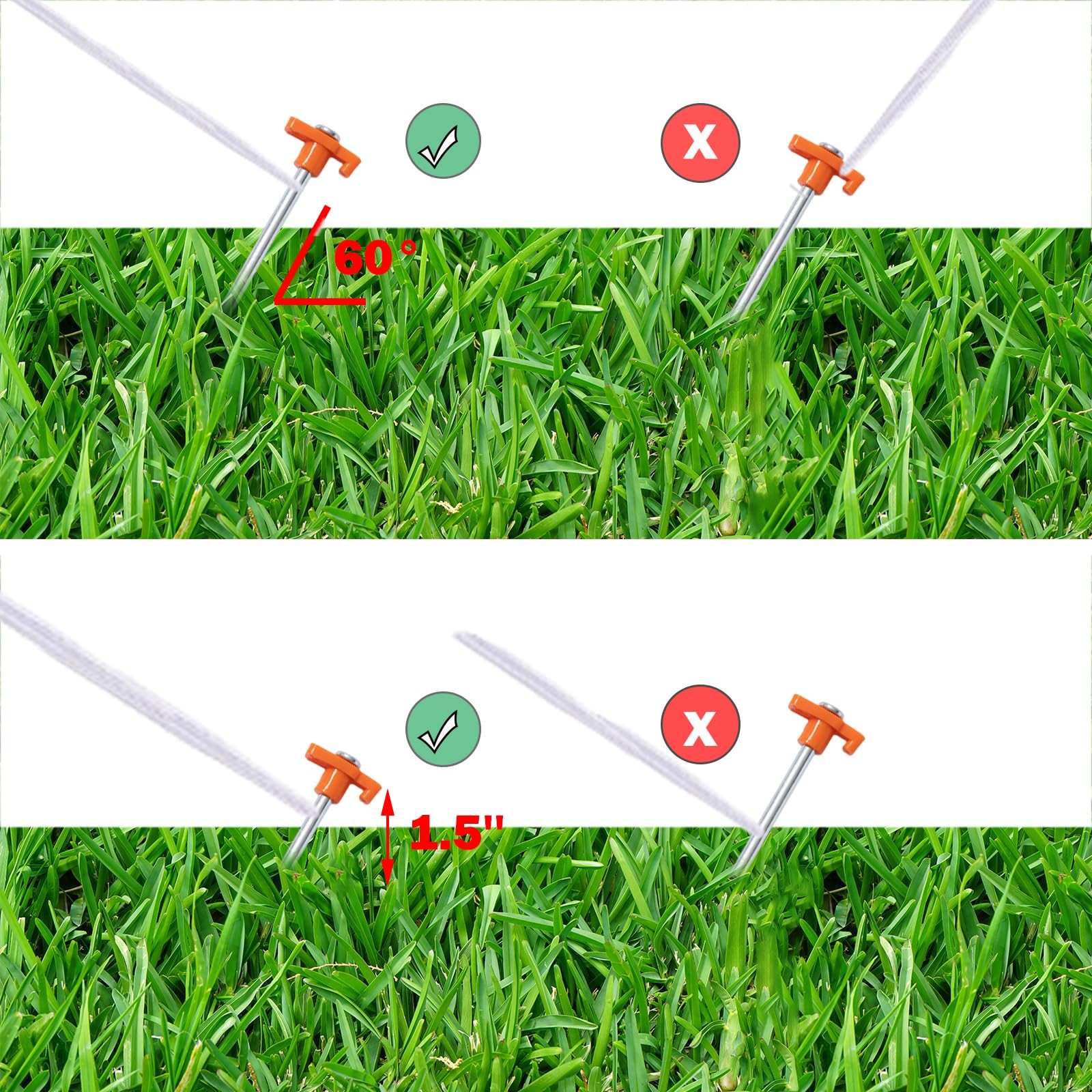 Cheardia 20 Pack Tent Stakes Heavy Duty, 9.75 Inch Yard Orange