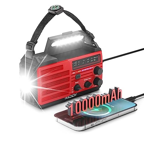 [37000mWh Battery] Emergency Radio, Hand Crank Solar, AM FM NOAA Radio SW10