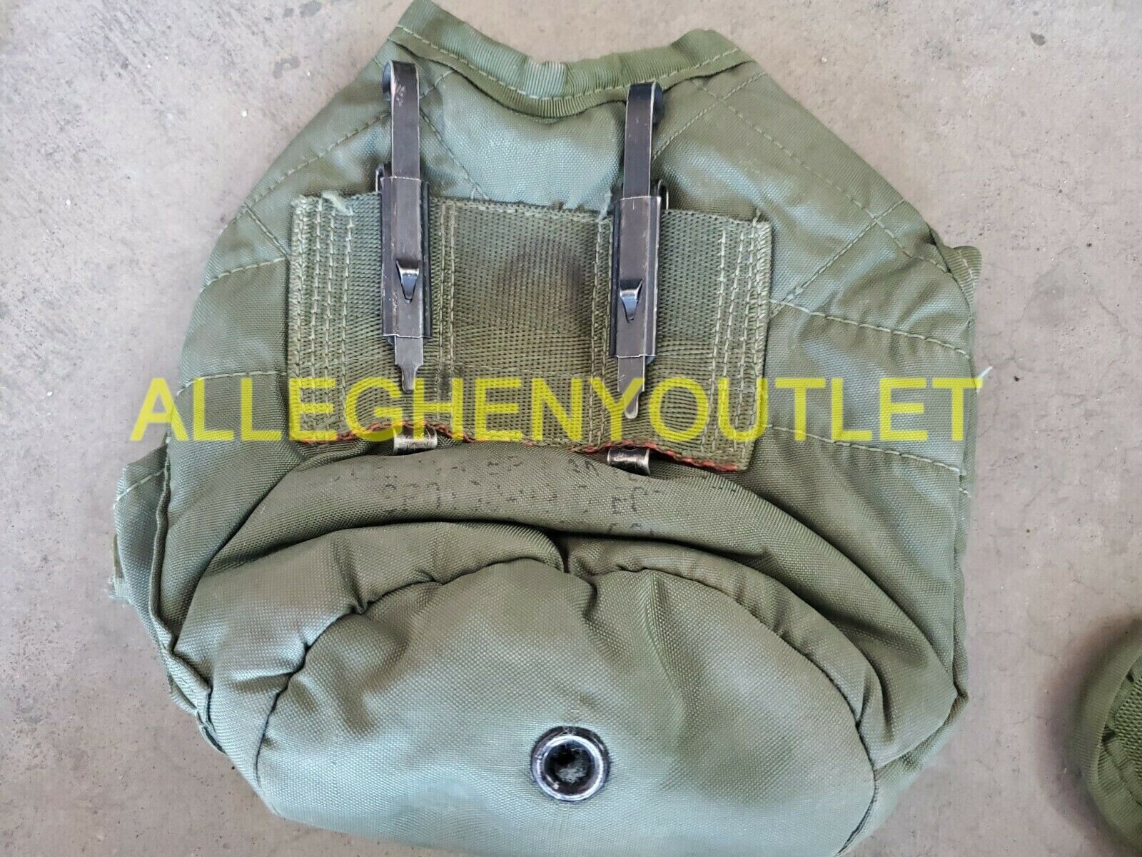 US Army Military Issue 1 QT QUART CANTEEN COVER POUCH OD NYLON w ALICE CLIPS VG