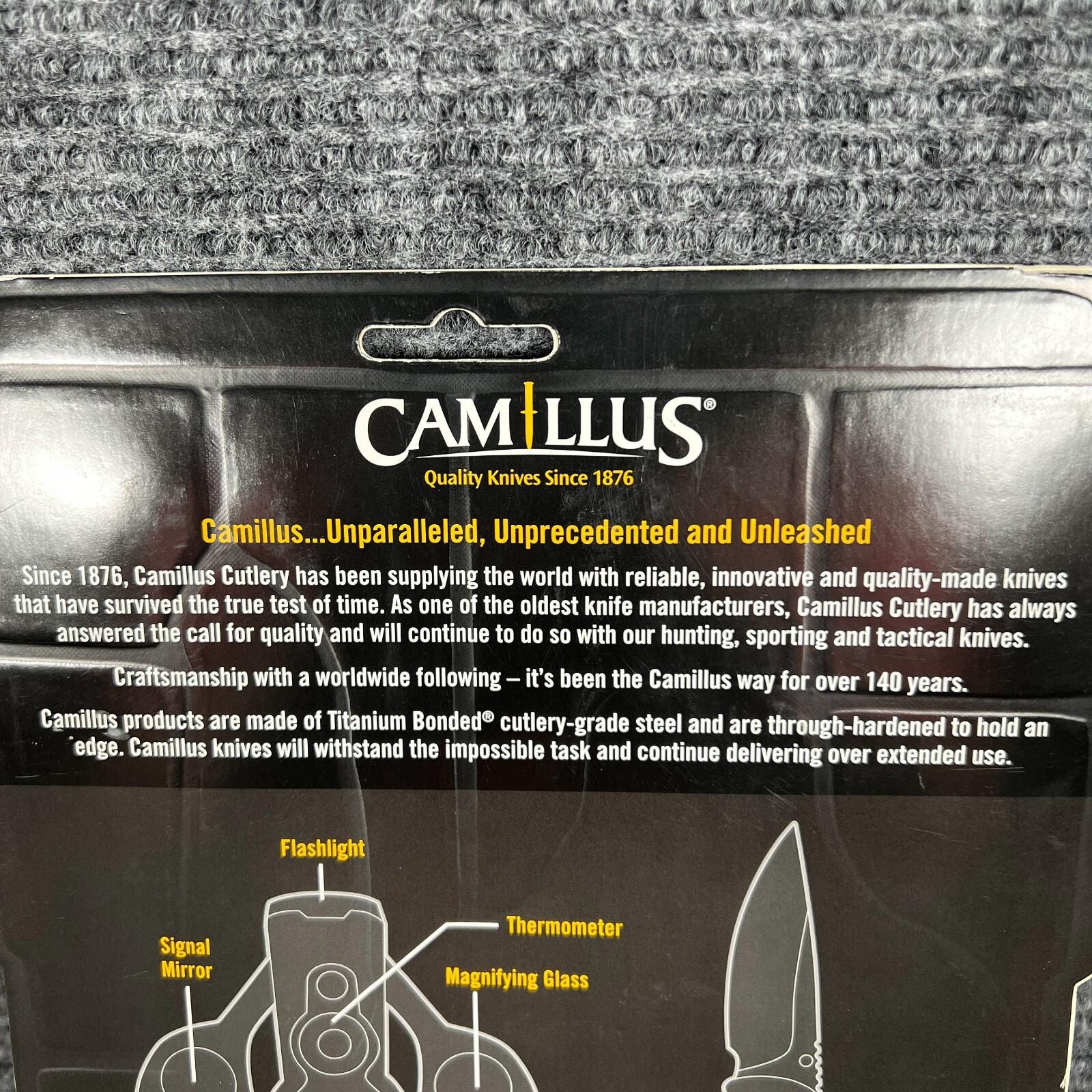 Camillus Nimble II Survival Kit Knife, Compass, Mirror, Thermometer New
