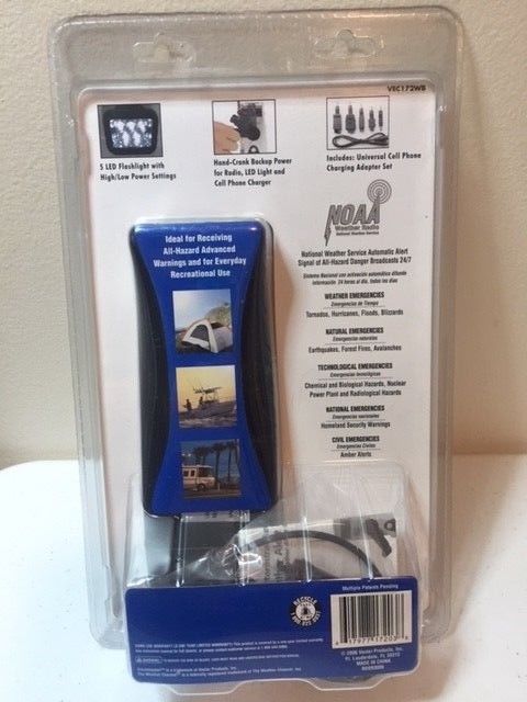 Storm tracker Vector VEC172WB Weather Alert Radio Flashlight Cell Phone Charger