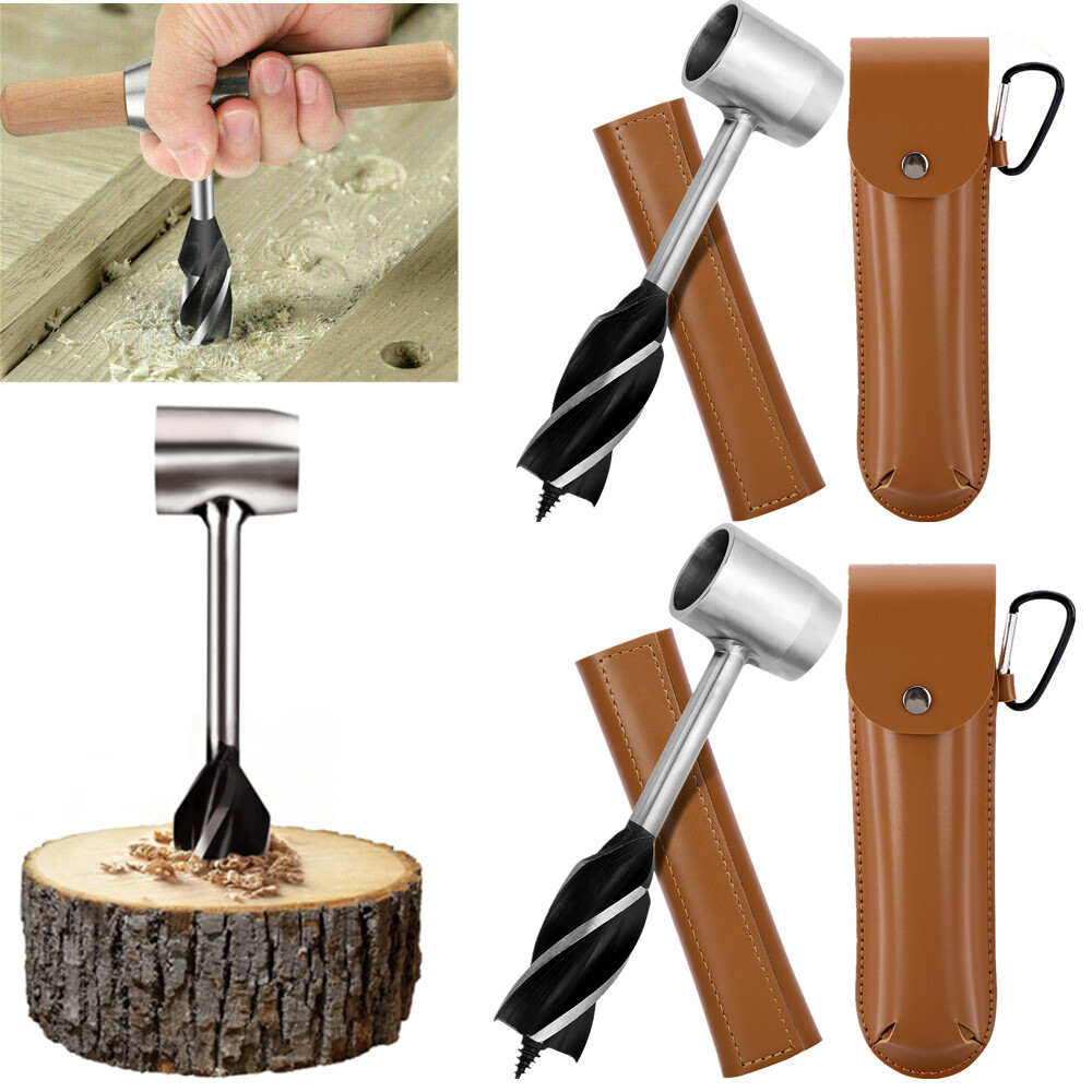 2pc Survival Settlers Tool Outdoor Bushcraft Hand Auger Wrench Woodworking Drill