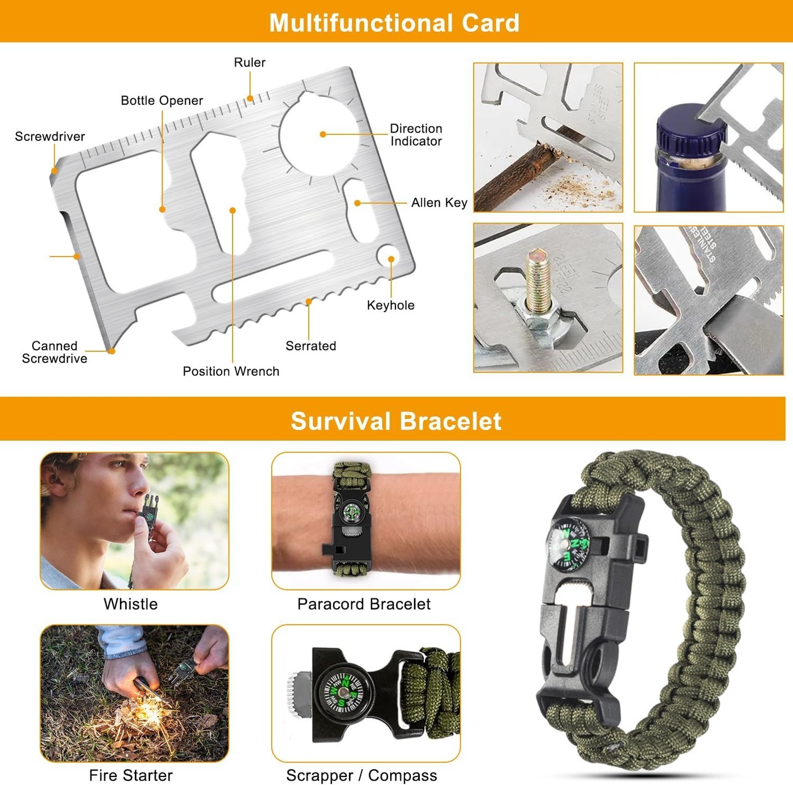 Emergency Survival Kit for Men Outdoor Gear Camping Hiking Backpacking Compact
