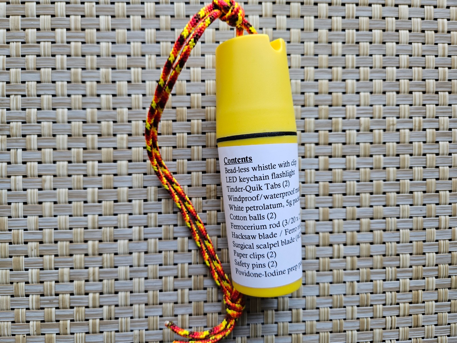 SURVIVAL KIT Capsule Water Resistant – Whistle, Ferro rod, windproof matches