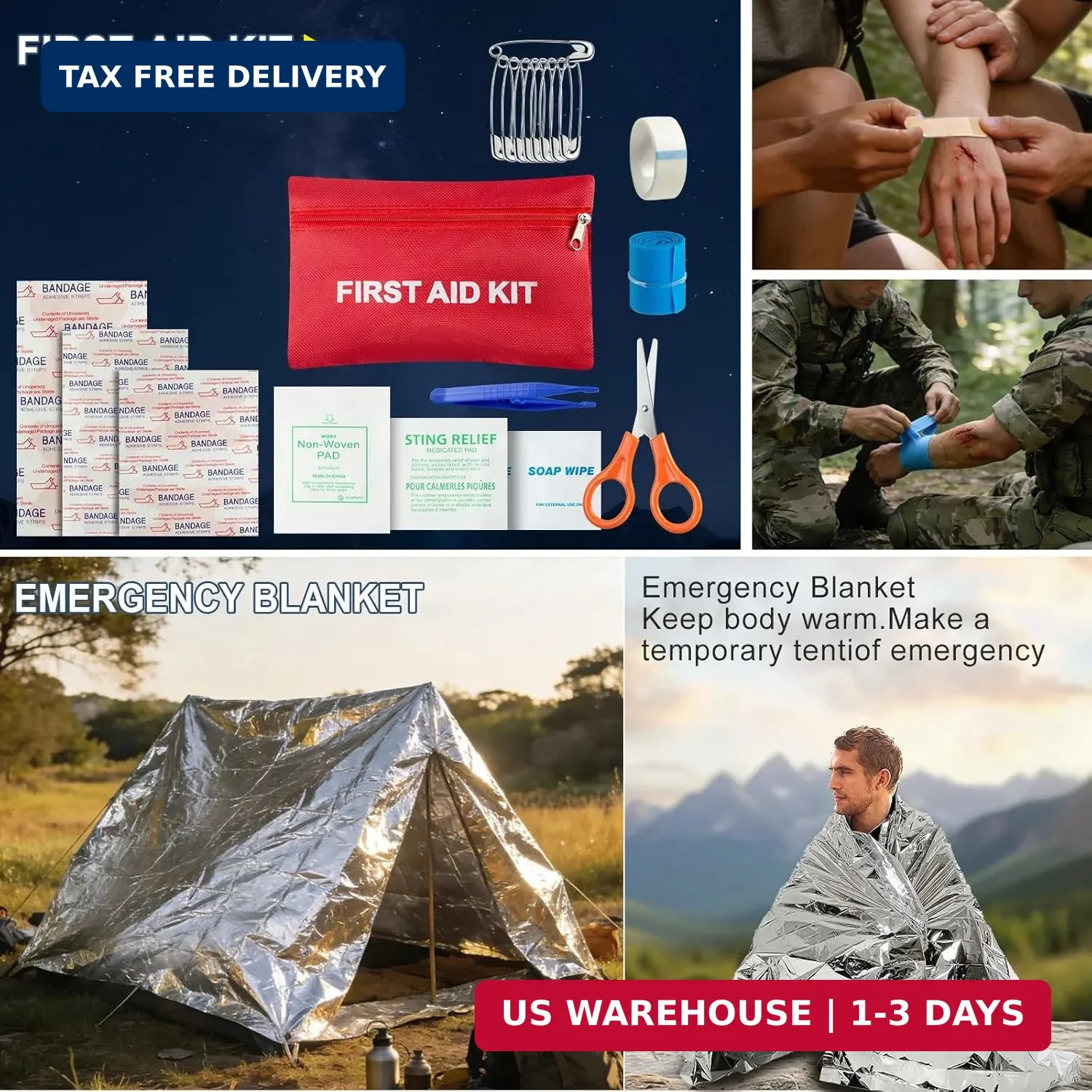 Survival Kit and Emergency Gear – 66 in 1 Outdoor Equipment with First Aid Fire,
