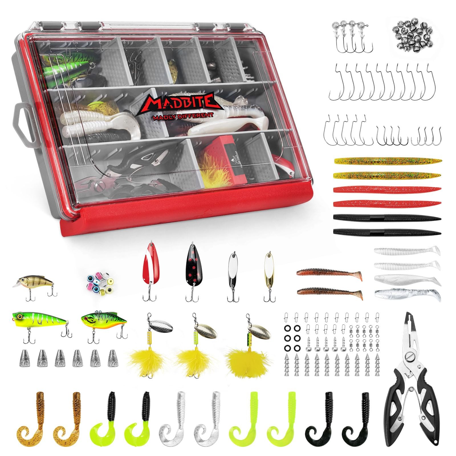 MadBite by KastKing 143pcs Freshwater Fishing Lure Kit, Includes Crankbaits,…