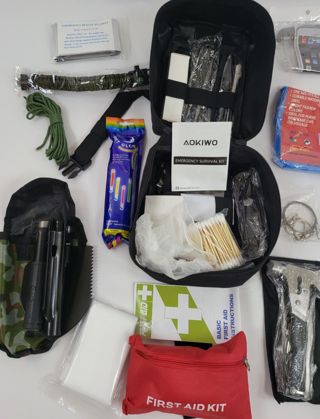 Emergency Survival Kit First Aid Bug out Military Prepper Kit Black Pouch 235Pcs